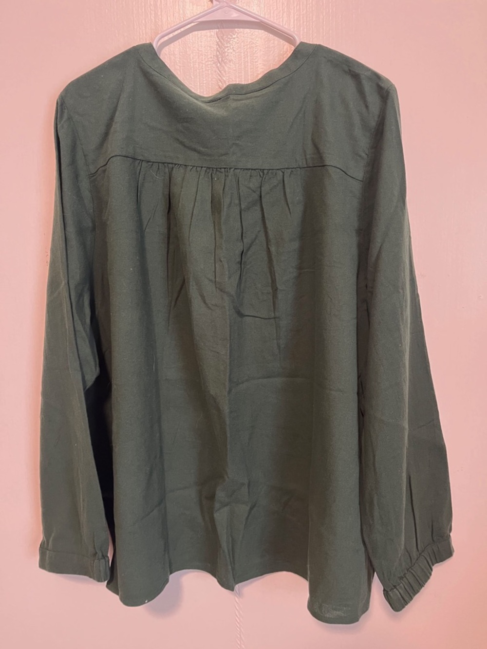 Pact Women's Dark Green Long Sleeve Pullover Blouse - Picture 3 of 3